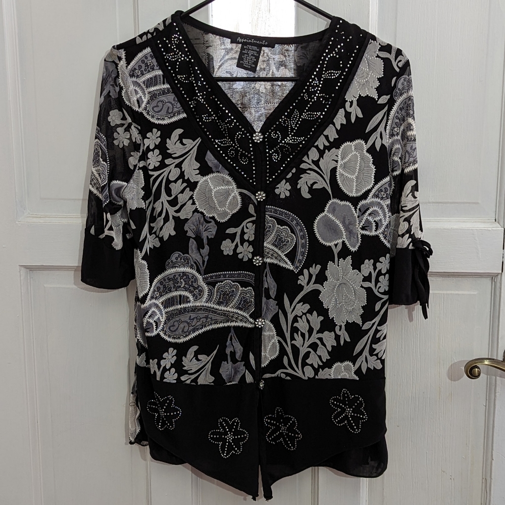Appointments Embellished Button-Down Blouse